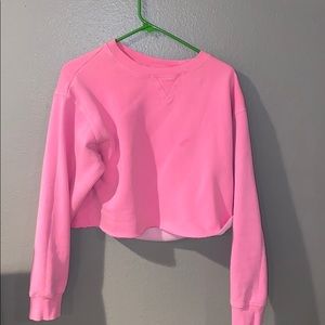 pink cropped crew neck